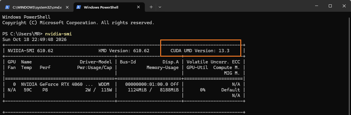 nvidia-smi 输出中的 CUDA 版本